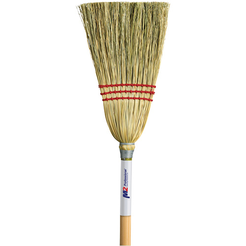 Lobby Corn Broom, 3-String, Wood Handle Quali-T-Solutions