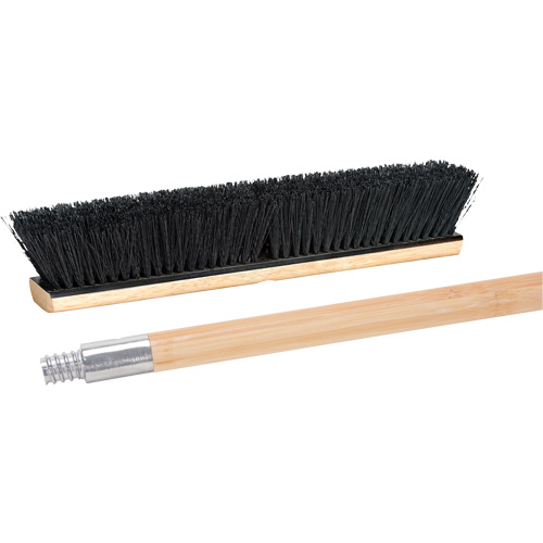 Push Broom with Metal-Threaded Handle, 24", Medium, Tampico Bristles Quali-T-Solutions