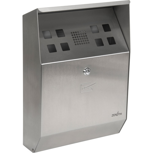 Smoking Receptacle, Wall-Mount, Stainless Steel, 1.6 Litres Capacity, 13-4/5" Height Quali-T-Solutions
