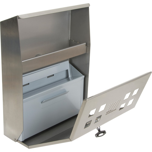 Smoking Receptacle, Wall-Mount, Stainless Steel, 1.6 Litres Capacity, 13-4/5" Height Quali-T-Solutions