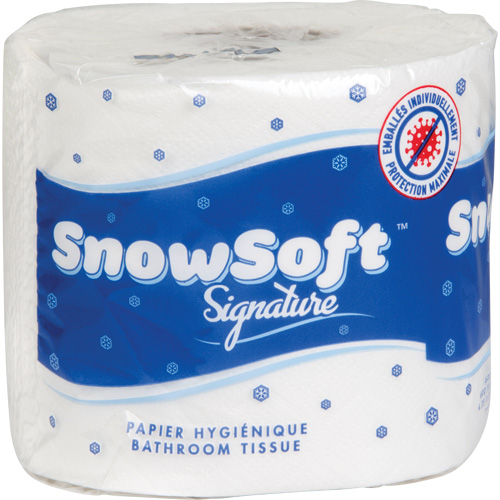 Papier hygi&eacute;nique de premi&egrave;re qualit&eacute; Snow Soft, 2 Pli, 600 Feuilles/Rouleu, Longueur 145', Blanc Quali-T-Solutions