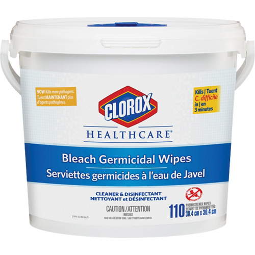 Lingettes d&eacute;sinfectantes &agrave; l'eau de Javel Healthcare, 110 lingettes Quali-T-Solutions