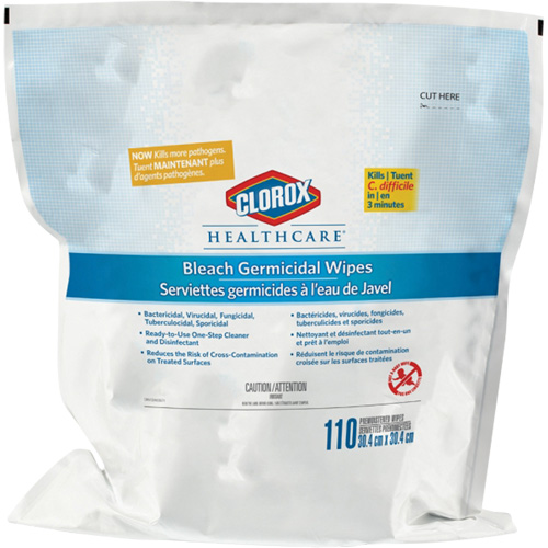 Recharge de lingettes d&eacute;sinfectantes &agrave; l'eau de Javel Healthcare Recharge, 110 lingettes Quali-T-Solutions