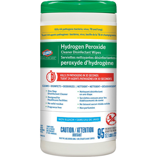 Lingettes d&eacute;sinfectantes et nettoyantes &agrave; base de peroxyde d'hydrog&egrave;ne Healthcare, 95 lingettes Quali-T-Solutions
