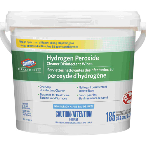 Lingettes d&eacute;sinfectantes et nettoyantes &agrave; base de peroxyde d'hydrog&egrave;ne Healthcare, 185 lingettes Quali-T-Solutions