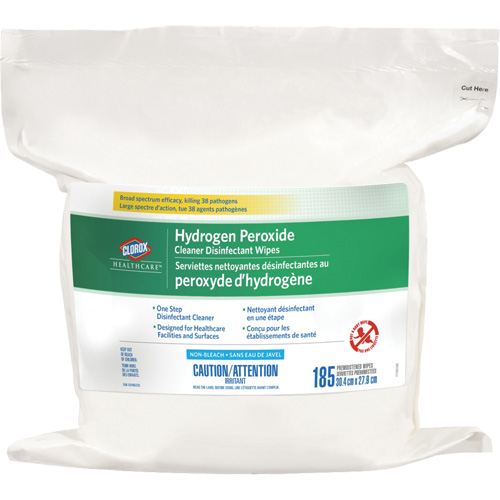 Lingettes d&eacute;sinfectantes et nettoyantes &agrave; base de peroxyde d'hydrog&egrave;ne Healthcare, 185 lingettes Quali-T-Solutions