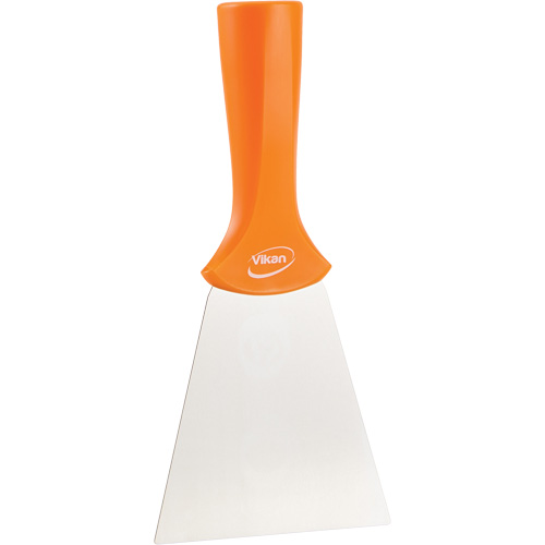 Handle-Mounted Stainless Steel Scraper, Orange, 4" W x 8" L Quali-T-Solutions