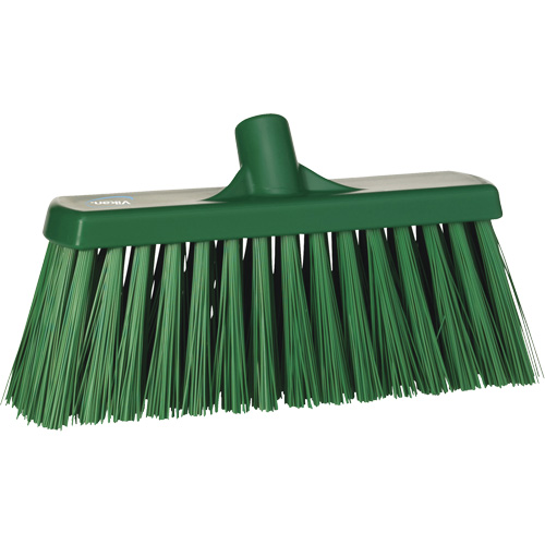 Heavy-Duty Push Broom, Stiff Bristles, 13", Polyester, Green Quali-T-Solutions