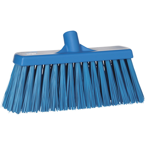 Heavy-Duty Push Broom, Stiff Bristles, 13", Polyester, Blue Quali-T-Solutions