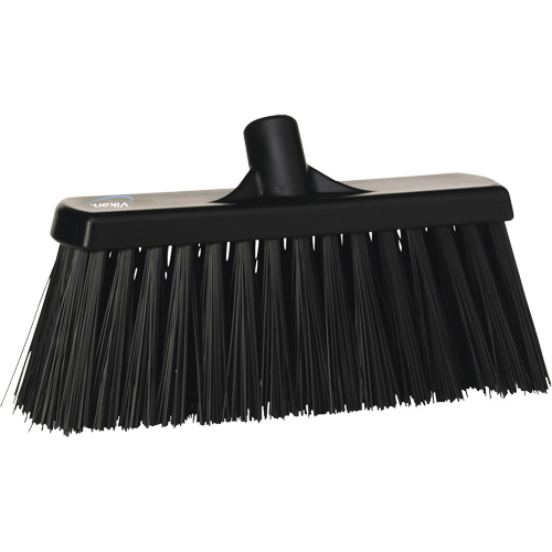 Heavy-Duty Push Broom, Stiff Bristles, 13", Polyester, Black Quali-T-Solutions