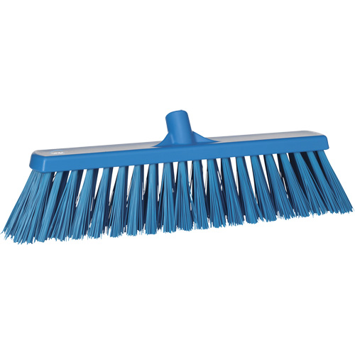 Heavy-Duty Push Broom, Stiff Bristles, 20", Polyester, Blue Quali-T-Solutions