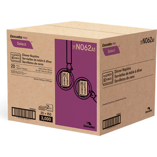 Serviettes de table &agrave; plis 1/8 Pro Select, 2 pli, 15" x 16" Quali-T-Solutions