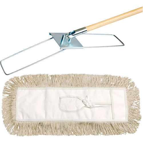 Syst&egrave;me de vadrouille &agrave; &eacute;pousseter Break-Ezy, Style &agrave; attacher, Coton, 48" lo x 3-1/2" la Quali-T-Solutions