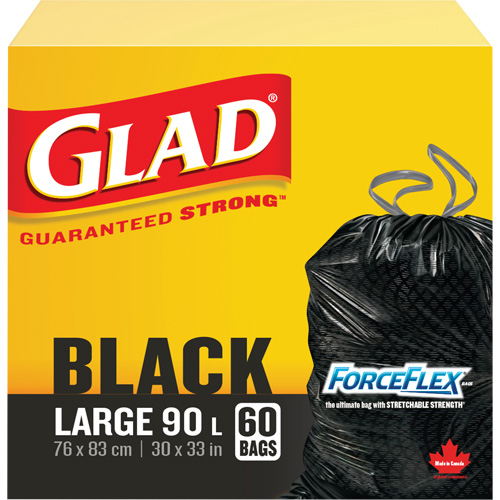 90L Garbage Bags, Regular, 30" W x 33" L, Black Quali-T-Solutions