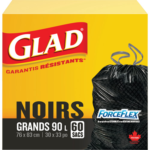 90L Garbage Bags, Regular, 30" W x 33" L, Black Quali-T-Solutions