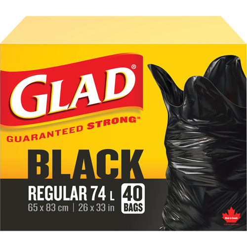 Sacs &agrave; ordures 74 L, R&eacute;gulier, 26" la x 33" lo, Noir Quali-T-Solutions
