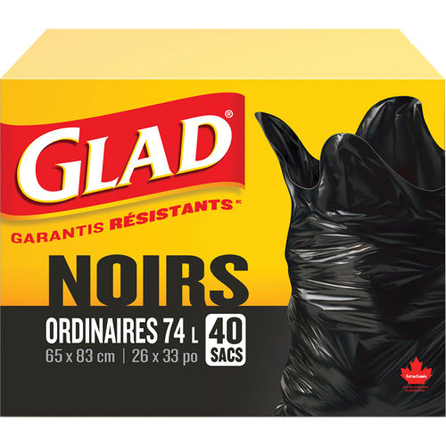 Sacs &agrave; ordures 74 L, R&eacute;gulier, 26" la x 33" lo, Noir Quali-T-Solutions