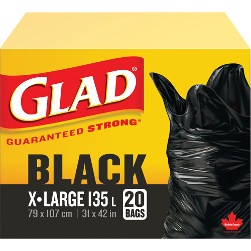 Sacs &agrave; ordures 135 L, R&eacute;gulier, 31" la x 42" lo, Noir Quali-T-Solutions