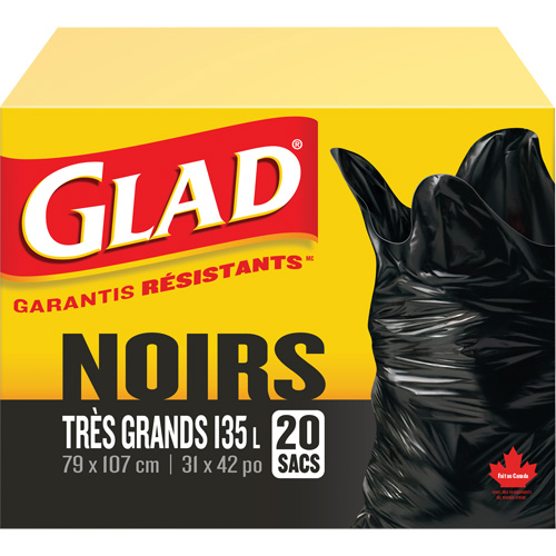 Sacs &agrave; ordures 135 L, R&eacute;gulier, 31" la x 42" lo, Noir Quali-T-Solutions