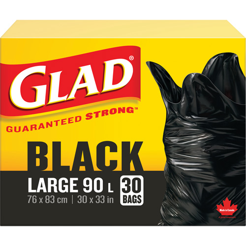Sacs &agrave; ordures 90 L, R&eacute;gulier, 30" la x 33" lo, Noir Quali-T-Solutions