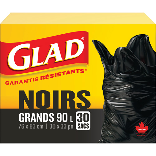 Sacs &agrave; ordures 90 L, R&eacute;gulier, 30" la x 33" lo, Noir Quali-T-Solutions