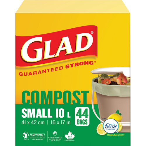 Small Compostable Bags, Regular, 17" L x 16" W, Brown, 10 L (3 Gal.) Capacity Quali-T-Solutions