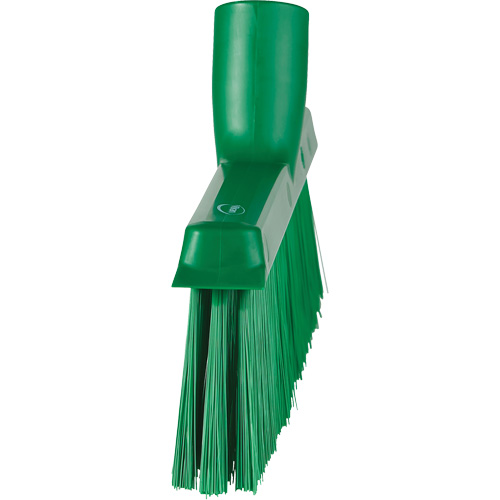 Dustpan Broom with Angled Thread, Medium Bristles, 10", Polyester, Green Quali-T-Solutions