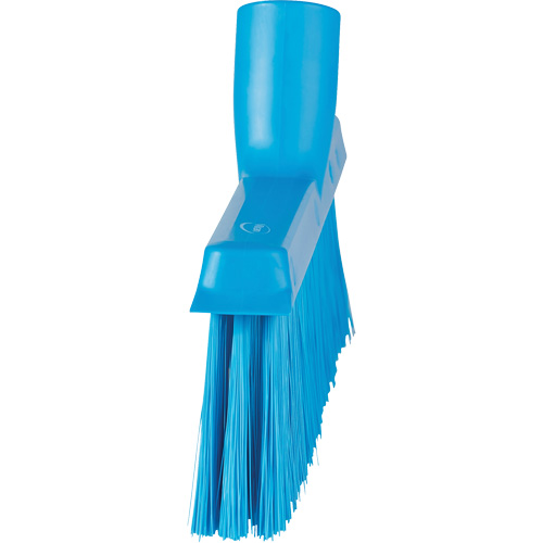 Dustpan Broom with Angled Thread, Medium Bristles, 10", Polyester, Blue Quali-T-Solutions