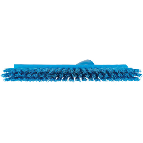 Dustpan Broom with Angled Thread, Medium Bristles, 10", Polyester, Blue Quali-T-Solutions