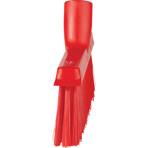 Dustpan Broom with Angled Thread, Medium Bristles, 10", Polyester, Red Quali-T-Solutions