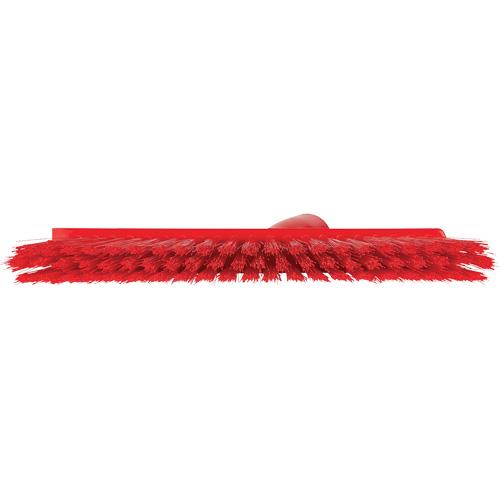 Dustpan Broom with Angled Thread, Medium Bristles, 10", Polyester, Red Quali-T-Solutions
