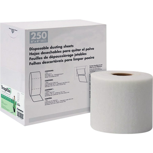 Feuilles &agrave; &eacute;pousseter jetables en rouleau unique TrapEze, Polyester, Blanc Quali-T-Solutions