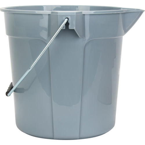 Seau rond avec bec verseur, Capacit&eacute; de 2,64 gal. US (10,57 pintes), Gris Quali-T-Solutions