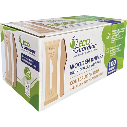 Couteaux en bois emball&eacute;s individuellement Quali-T-Solutions