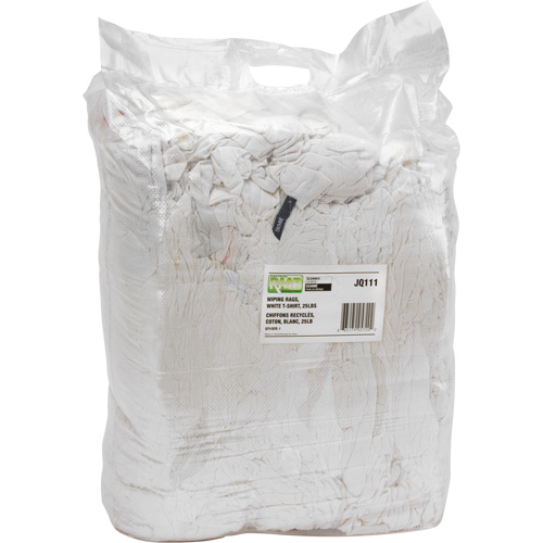 Chiffons fabriqu&eacute;s &agrave; partir de mat&eacute;riaux recycl&eacute;s, Coton, Blanc, 25 lb Quali-T-Solutions