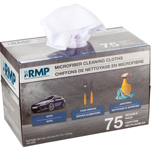 Chiffons lavables pour le nettoyage, Microfibre, Blanc Quali-T-Solutions