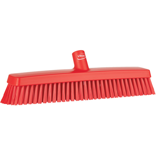 Push Broom Head, Fine/Stiff Bristles, 16-1/2", Polyester/Polypropylene, Red Quali-T-Solutions