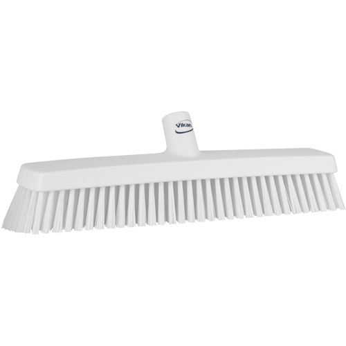Push Broom Head, Fine/Stiff Bristles, 16-1/2", Polyester/Polypropylene, White Quali-T-Solutions
