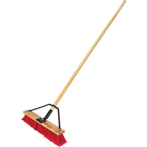 Push Broom with Braced Handle, 18", Medium, PVC Bristles Quali-T-Solutions