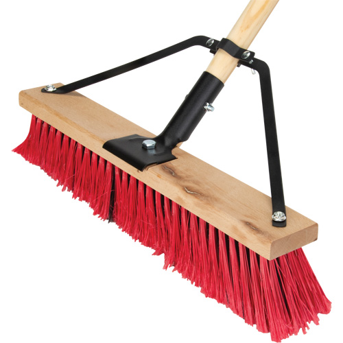Push Broom with Braced Handle, 18", Medium, PVC Bristles Quali-T-Solutions