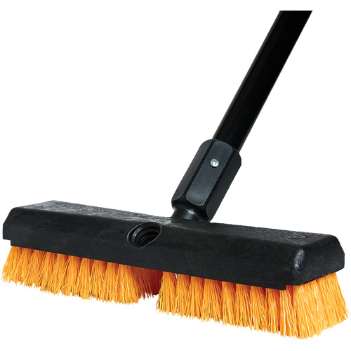 Brosse de nettoyage avec manche, 10" l, Soies Polypropyl&egrave;ne, Noir/Rouge Quali-T-Solutions