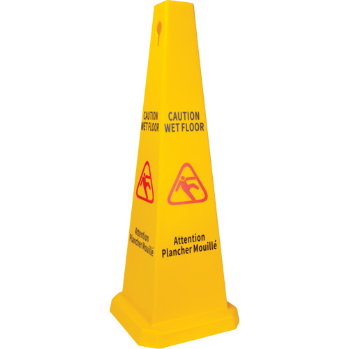 Wet Floor Safety Cone, Bilingual with Pictogram Quali-T-Solutions