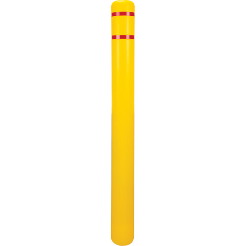 Capuchon en poly&eacute;thyl&egrave;ne pour borne de protection, 4-1/2" dia. x 52" l, Rouge/Jaune Quali-T-Solutions