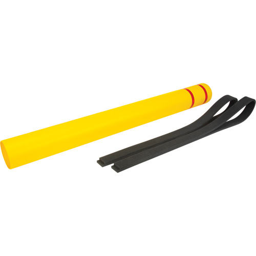 Capuchon en poly&eacute;thyl&egrave;ne pour borne de protection, 4-1/2" dia. x 52" l, Rouge/Jaune Quali-T-Solutions