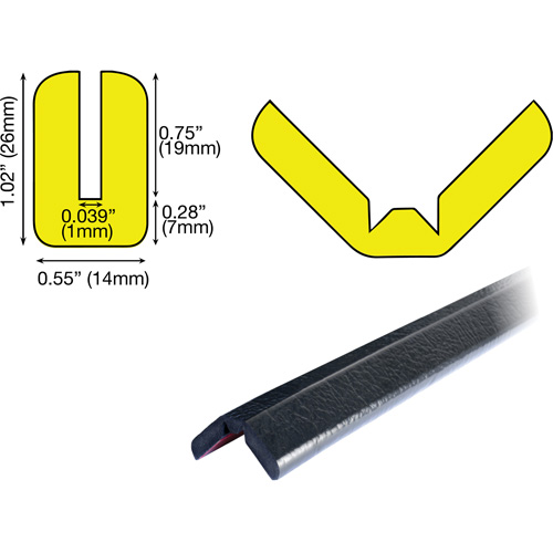 Butoir de protection de rebords mod&egrave;le W 1M, Longueur 3,25' (0,99 m) Quali-T-Solutions