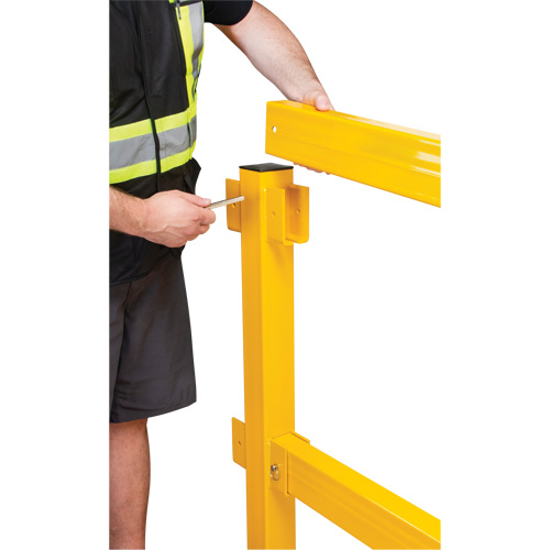 End Post for Light-Duty Guard Rails, Steel, 42" H, Safety Yellow Quali-T-Solutions