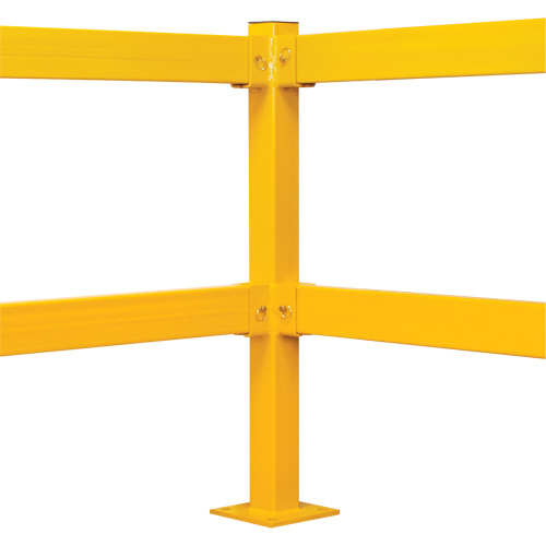 Corner Post for Light-Duty Guard Rails, Steel, 42" H, Safety Yellow Quali-T-Solutions