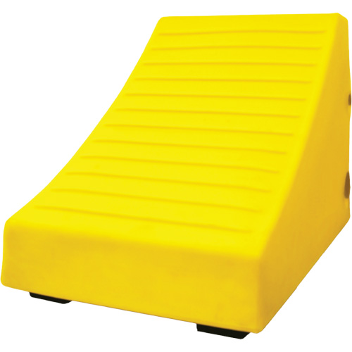 400 Ton Large Equipment Wheel Chock with Handle & Hole, Urethane, Yellow Quali-T-Solutions