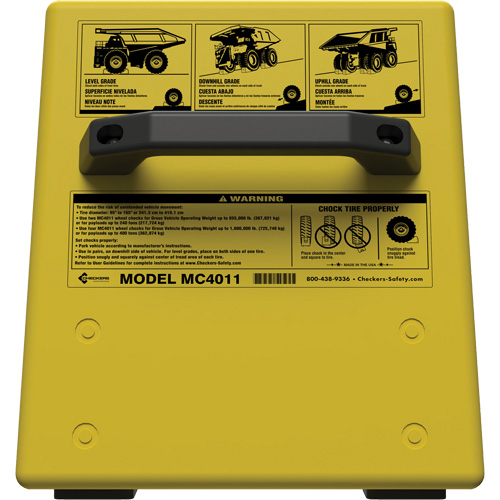 Cale de roue ultra-robuste pour l'exploitation mini&egrave;re Checkers Safety sans support, PEHD, Jaune, 14-1/2" la x 17-1/2" p x 16" h Quali-T-Solutions