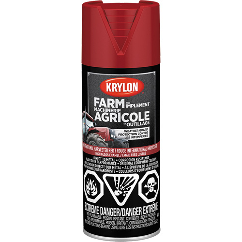 Peinture en a&eacute;rosol pour la ferme et l'&eacute;quipement, Rouge International Harvester, Tr&egrave;s brillant, 340 g, Canette a&eacute;rosol Quali-T-Solutions